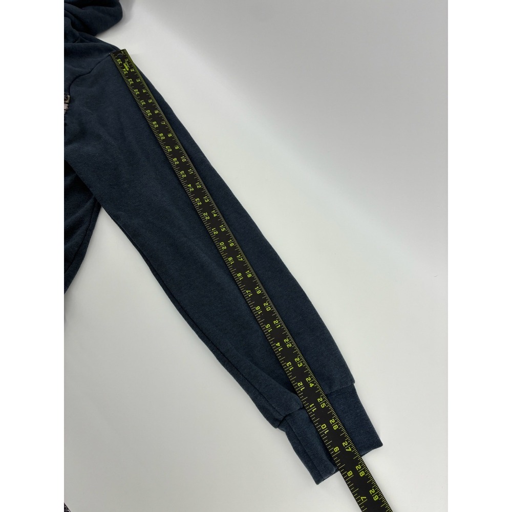 Aviator Nation 5 Stripe Zip Up Hoodie Navy Blue Charcoal Grey Large Made in USA - Picture 6 of 8
